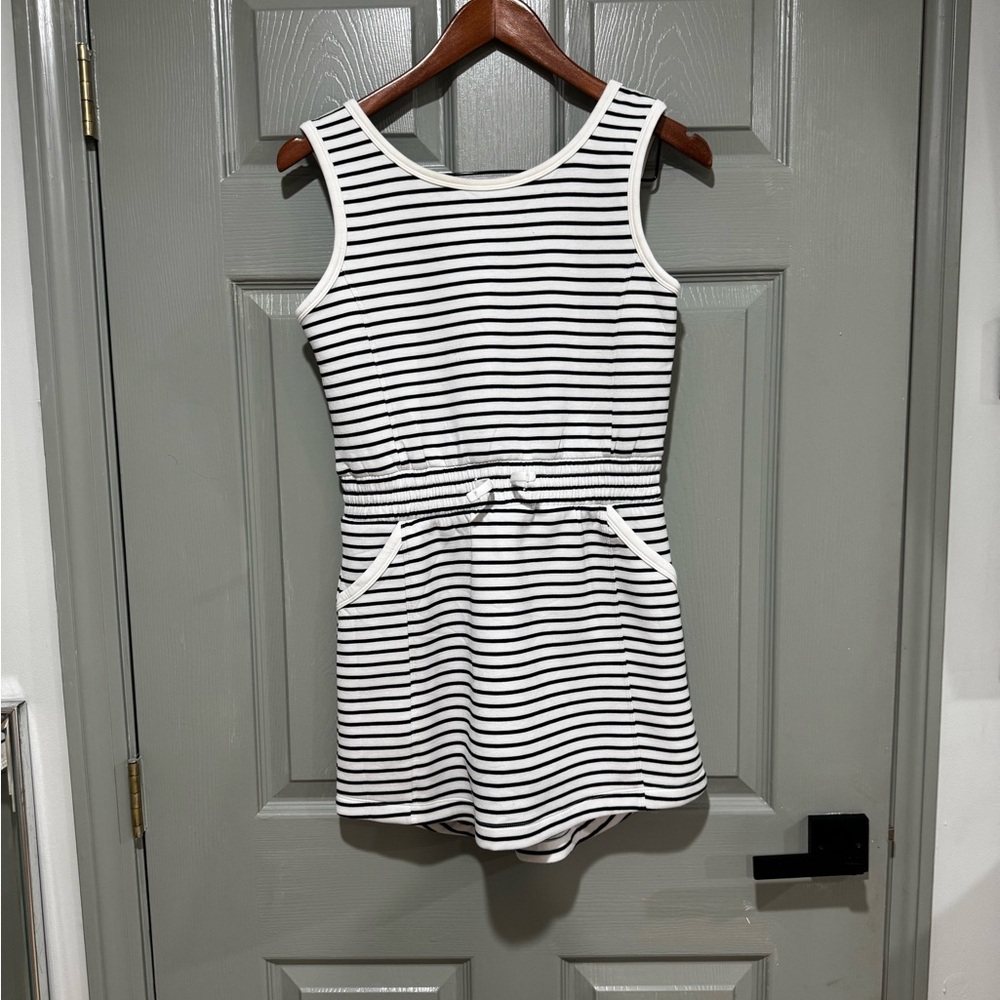 abercrombie kids White & Black Striped Tank Romper